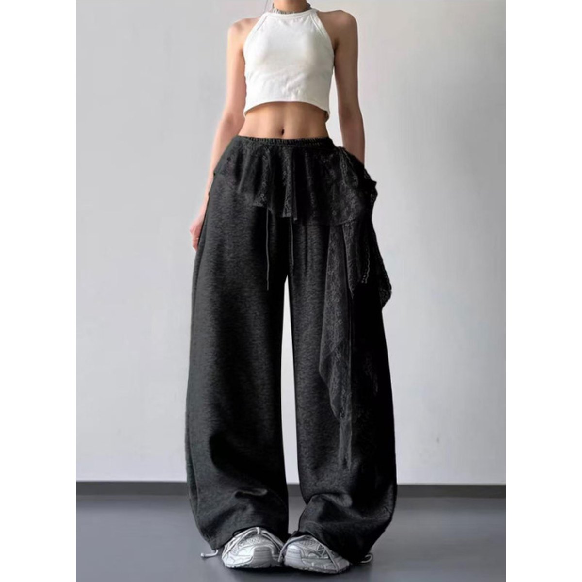 Women's Lace-panelled Wide-leg Pants