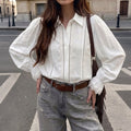 Women's Lace-trimmed Patchwork Blouse