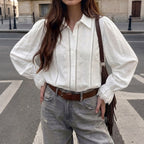 Women's Lace-trimmed Patchwork Blouse