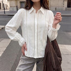 Women's Lace-trimmed Patchwork Blouse