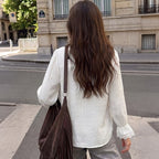 Women's Lace-trimmed Patchwork Blouse