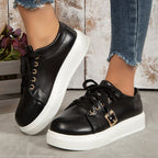 Women's Lace-up Flats Shoes Metal Buckle Design Lightweight