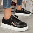 Women's Lace-up Flats Shoes Metal Buckle Design Lightweight