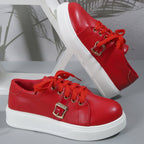 Women's Lace-up Flats Shoes Metal Buckle Design Lightweight