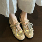 Women's Lace-up Mary Janes Bow Ballet Flats Casual