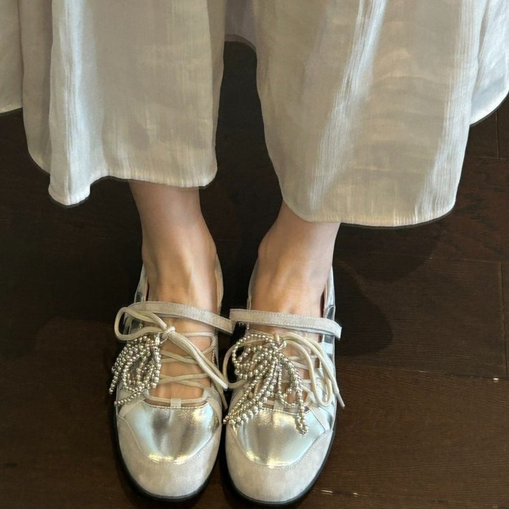 Women's Lace-up Mary Janes Bow Ballet Flats Casual