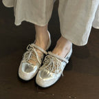 Women's Lace-up Mary Janes Bow Ballet Flats Casual