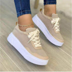 Women's Lace-up Shoes Flats Thick Bottom Mesh Sneakers