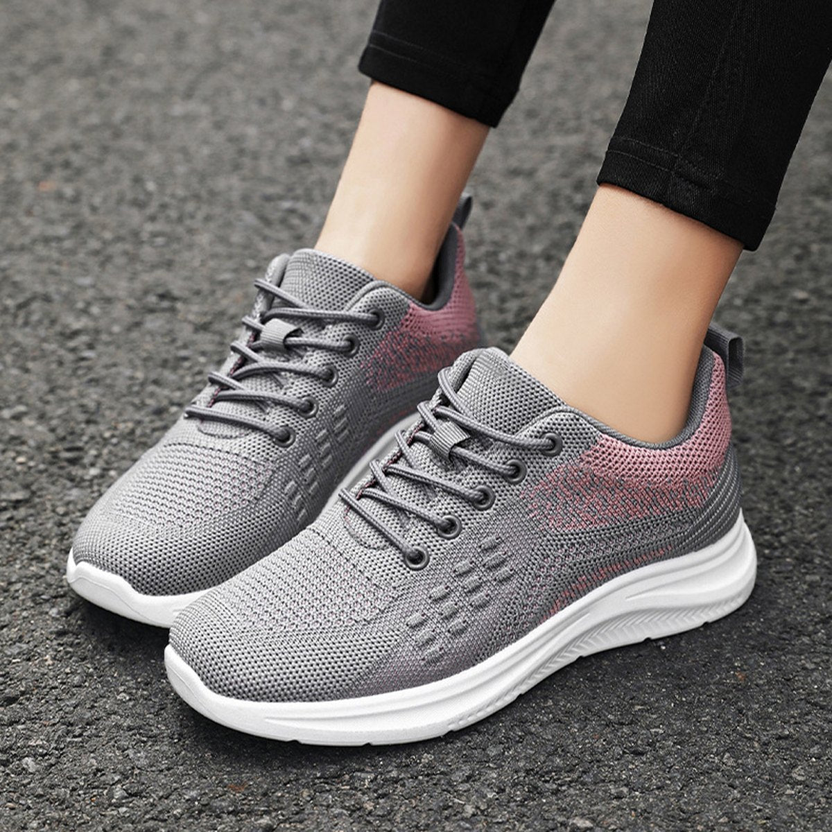 Women's Lace-up Sneakers Light Breathable Flats Shoes