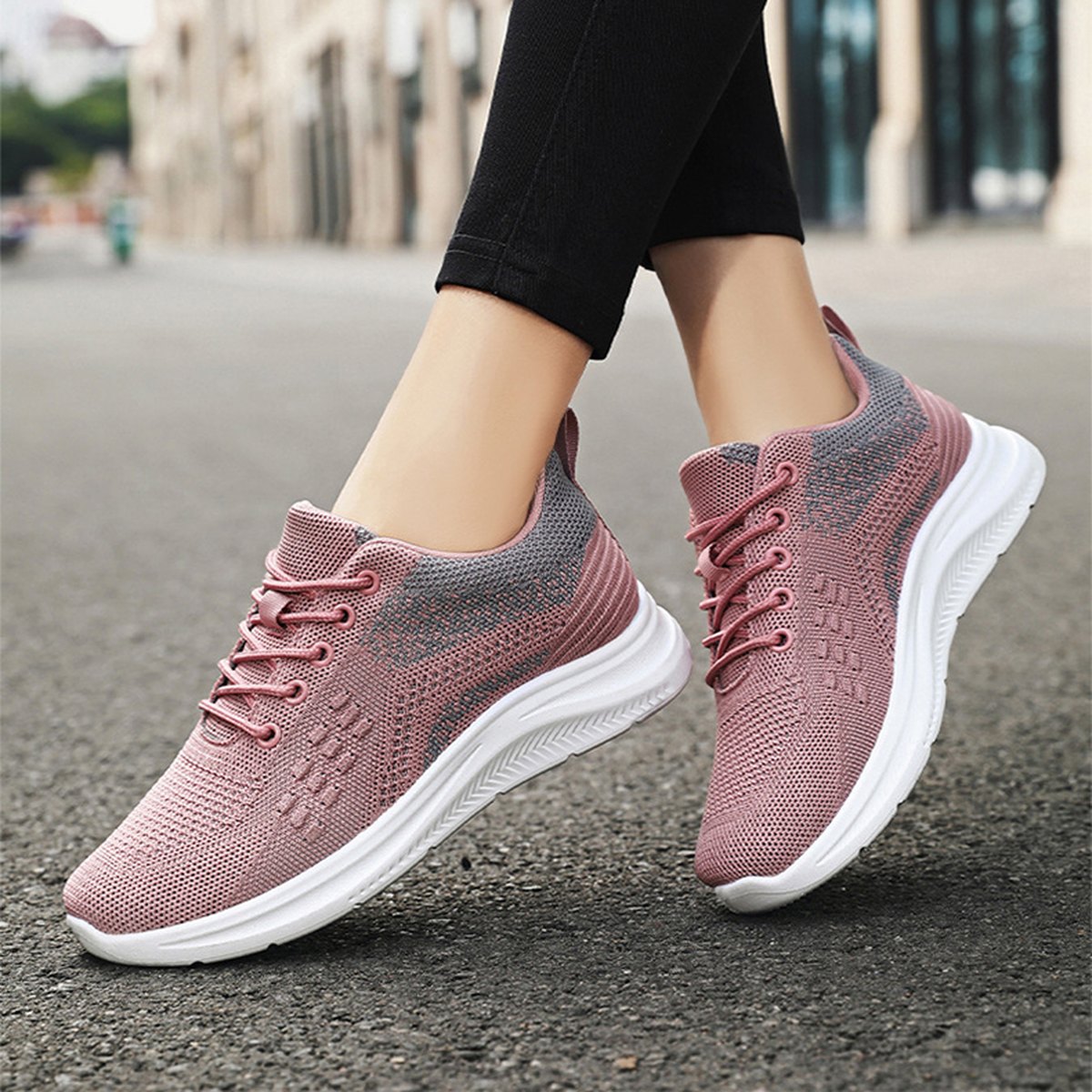 Women's Lace-up Sneakers Light Breathable Flats Shoes