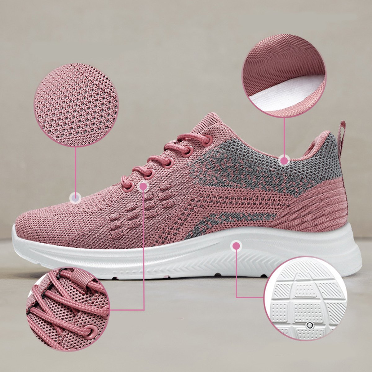 Women's Lace-up Sneakers Light Breathable Flats Shoes