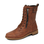 Women's Lace-up Western Boots Cowboy Side Zipper Shoes