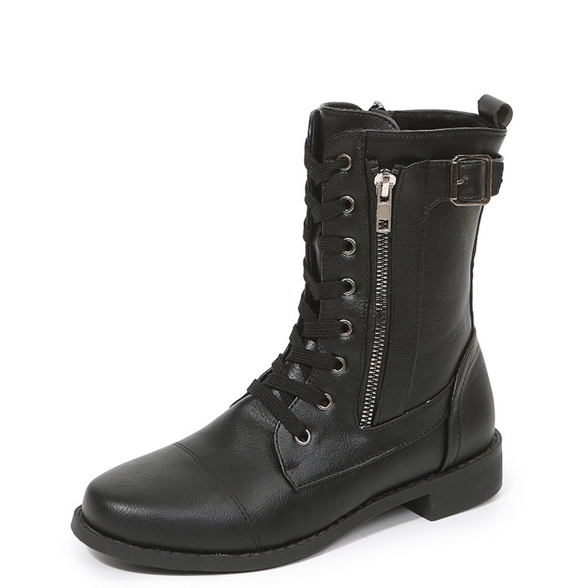 Women's Lace-up Western Boots Cowboy Side Zipper Shoes