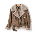 Women's Lapel Jacket Suede Lamb Wool Warm Coat