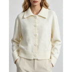 Women's Lapel-neck Polka-dot Knit Top