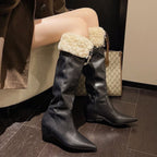 Women's Lazy Knee High Boots Pointed Toe Inner