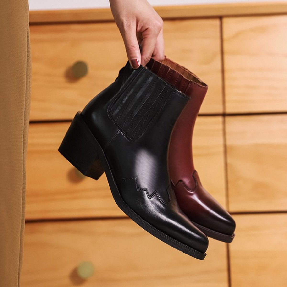 Women's Leather Boots Genuine Pointed Toe