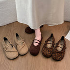 Women's Leopard Print Criss Cross Strap Mary Jane