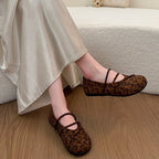 Women's Leopard Print Criss Cross Strap Mary Jane