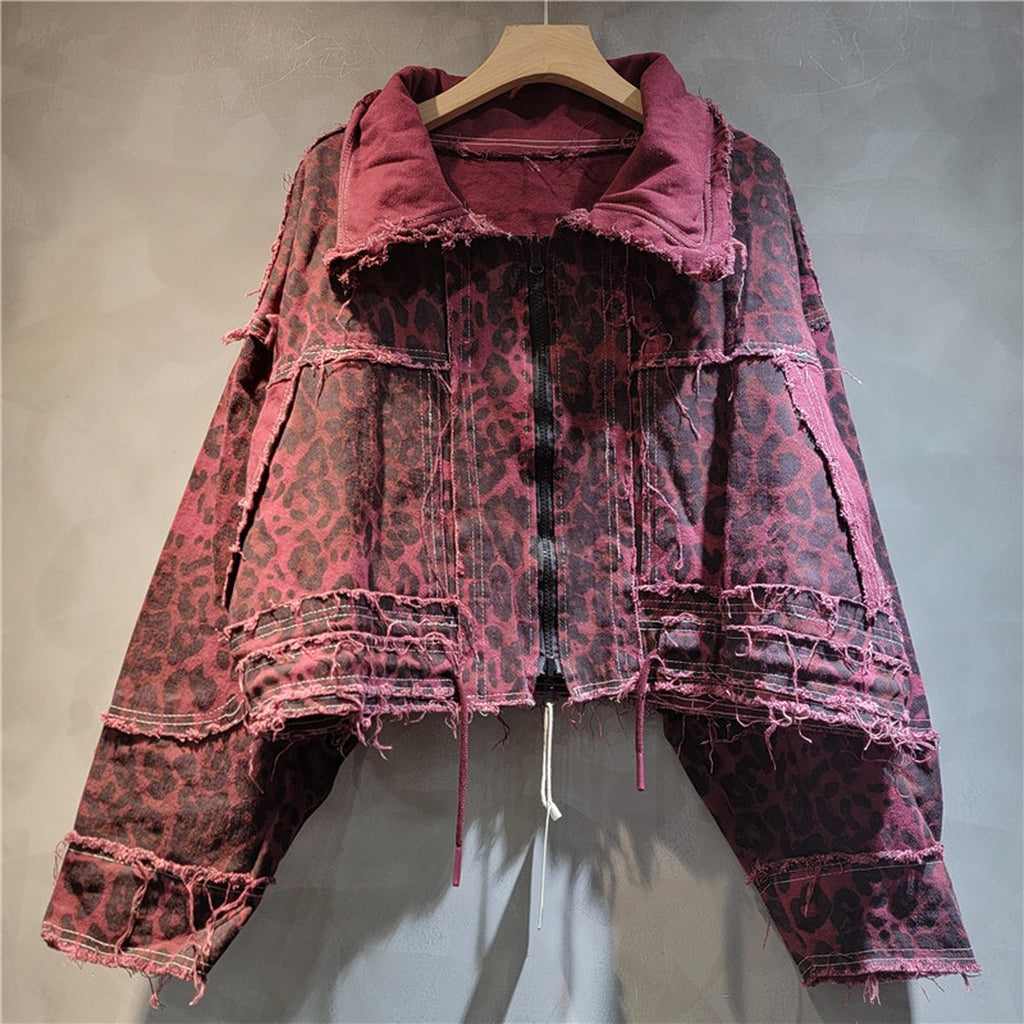 Women's Leopard-print Denim Jacket