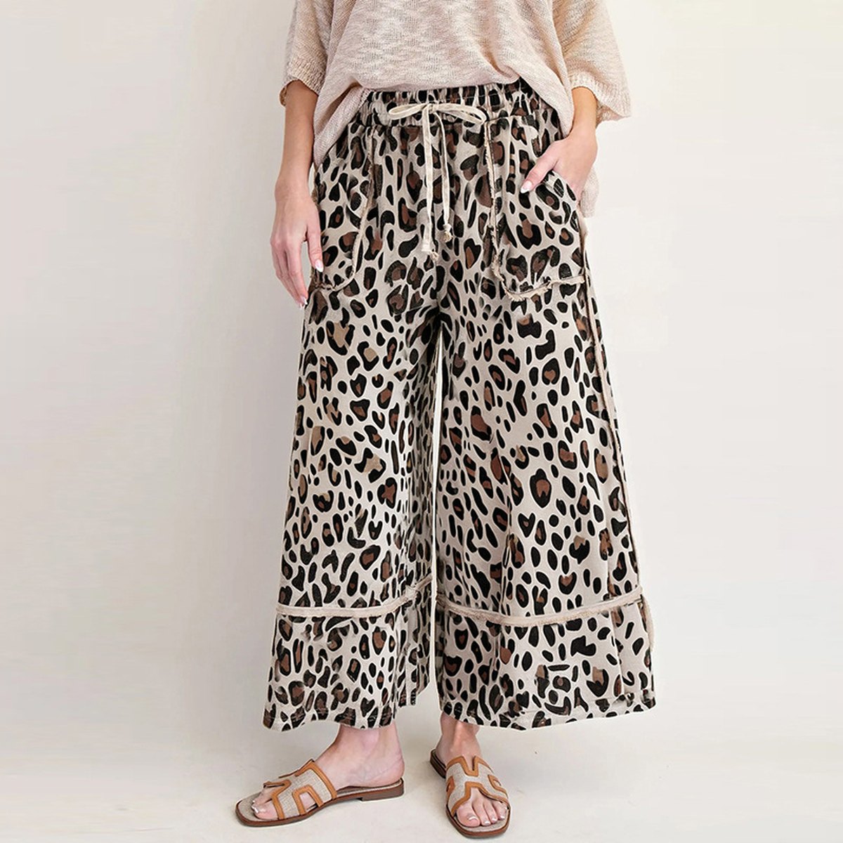 Women's Leopard Print Straight-leg Trousers