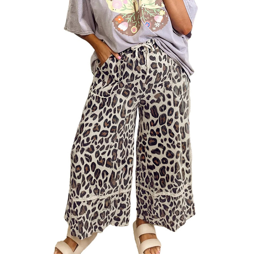 Women's Leopard Print Straight-leg Trousers