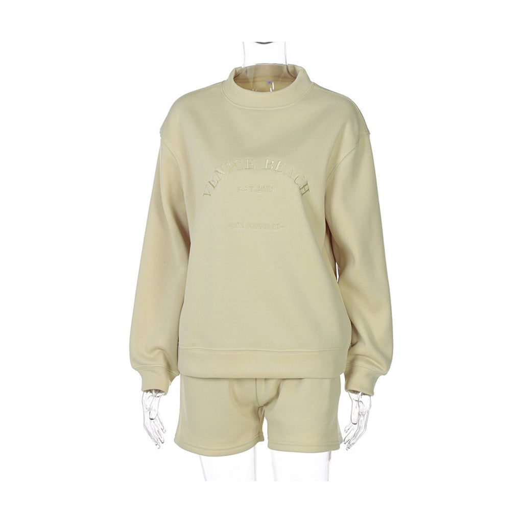 Women's Letter Embroidery Loose Casual Sweatshirt Fleece Pullovers