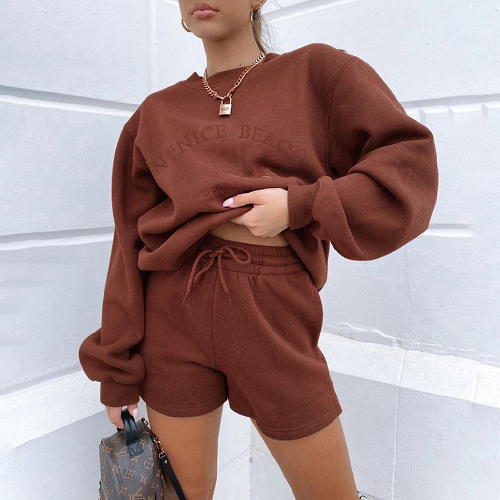 Women's Letter Embroidery Loose Casual Sweatshirt Fleece Pullovers