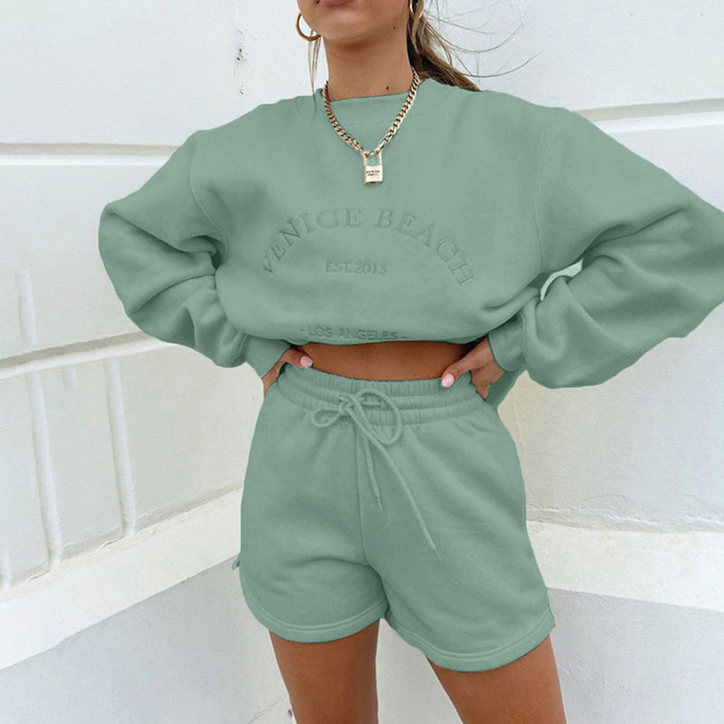Women's Letter Embroidery Loose Casual Sweatshirt Fleece Pullovers