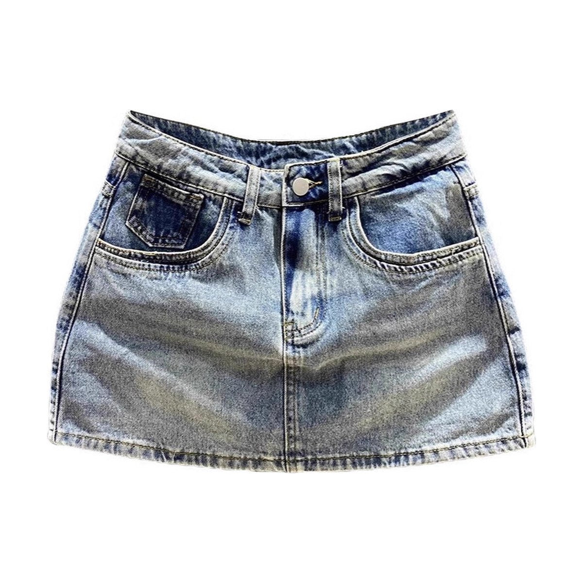 Women's Light-colored Washed Denim Skirt