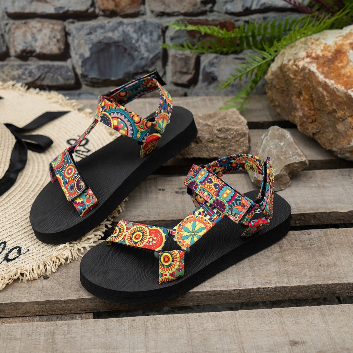Women's Lightweight Flat Roman Round Toe Beach Sandals
