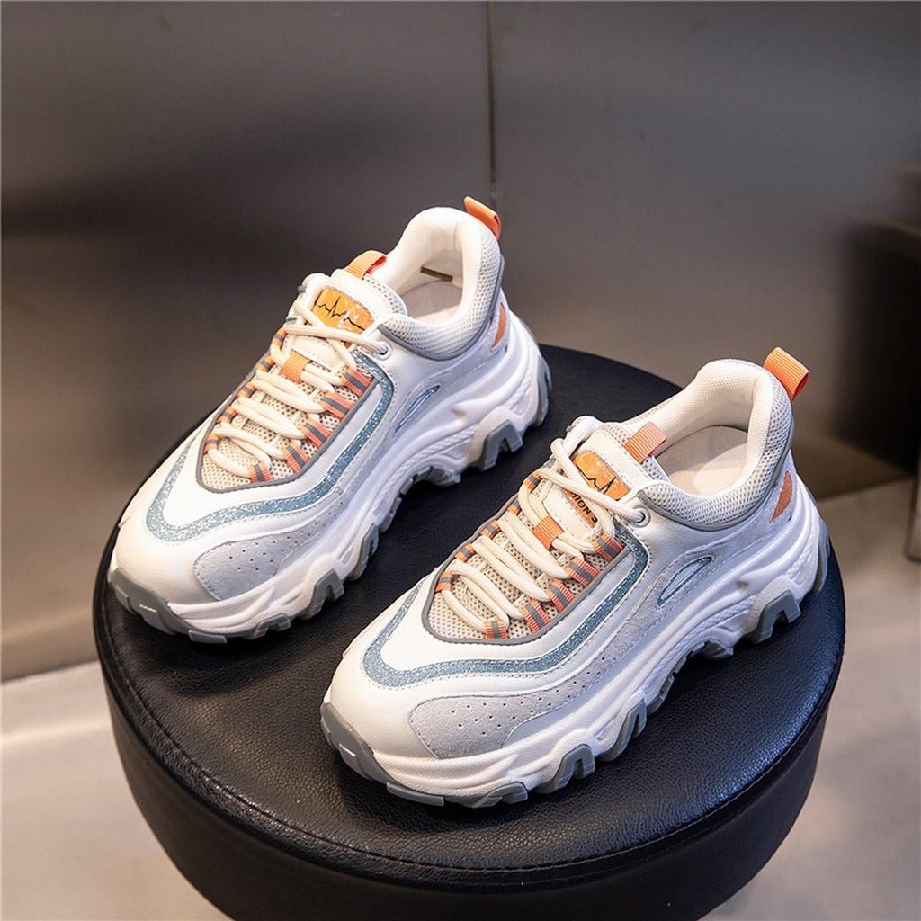 Women's Lightweight Thick-soled Increased Lace-up Casual Sneakers
