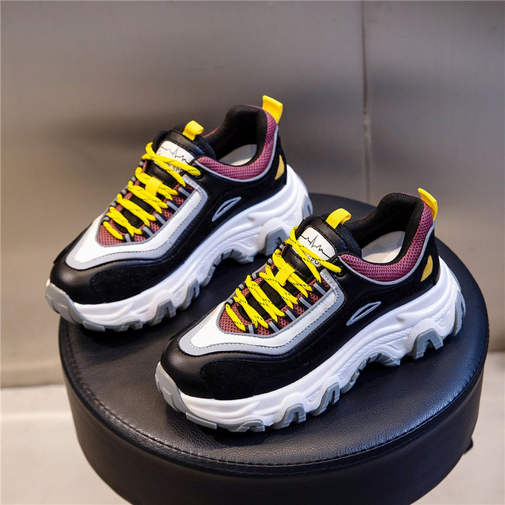 Women's Lightweight Thick-soled Increased Lace-up Casual Sneakers