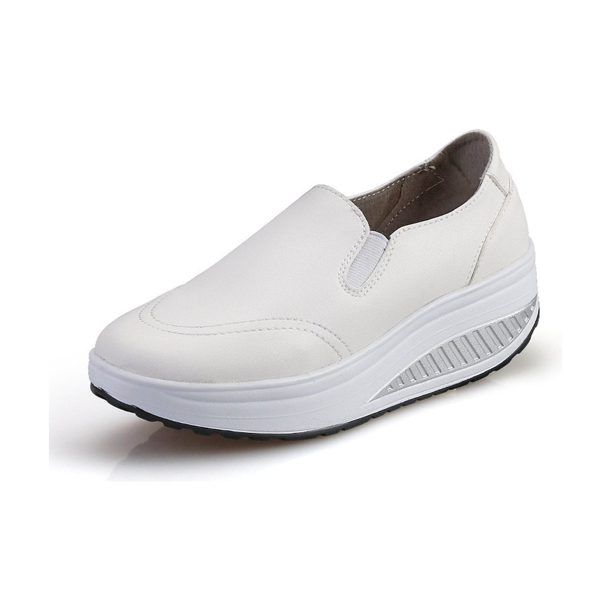 Women's Loafers Leather White Shoes