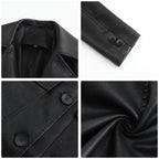 Women's Long Leather Trench Coat Outerwear