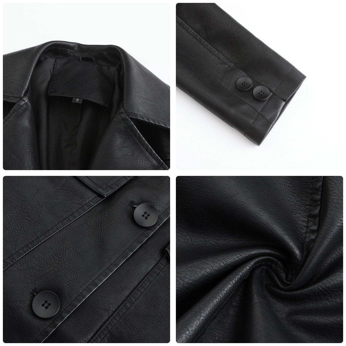 Women's Long Leather Trench Coat Outerwear
