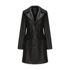 Women's Long Leather Trench Coat Outerwear
