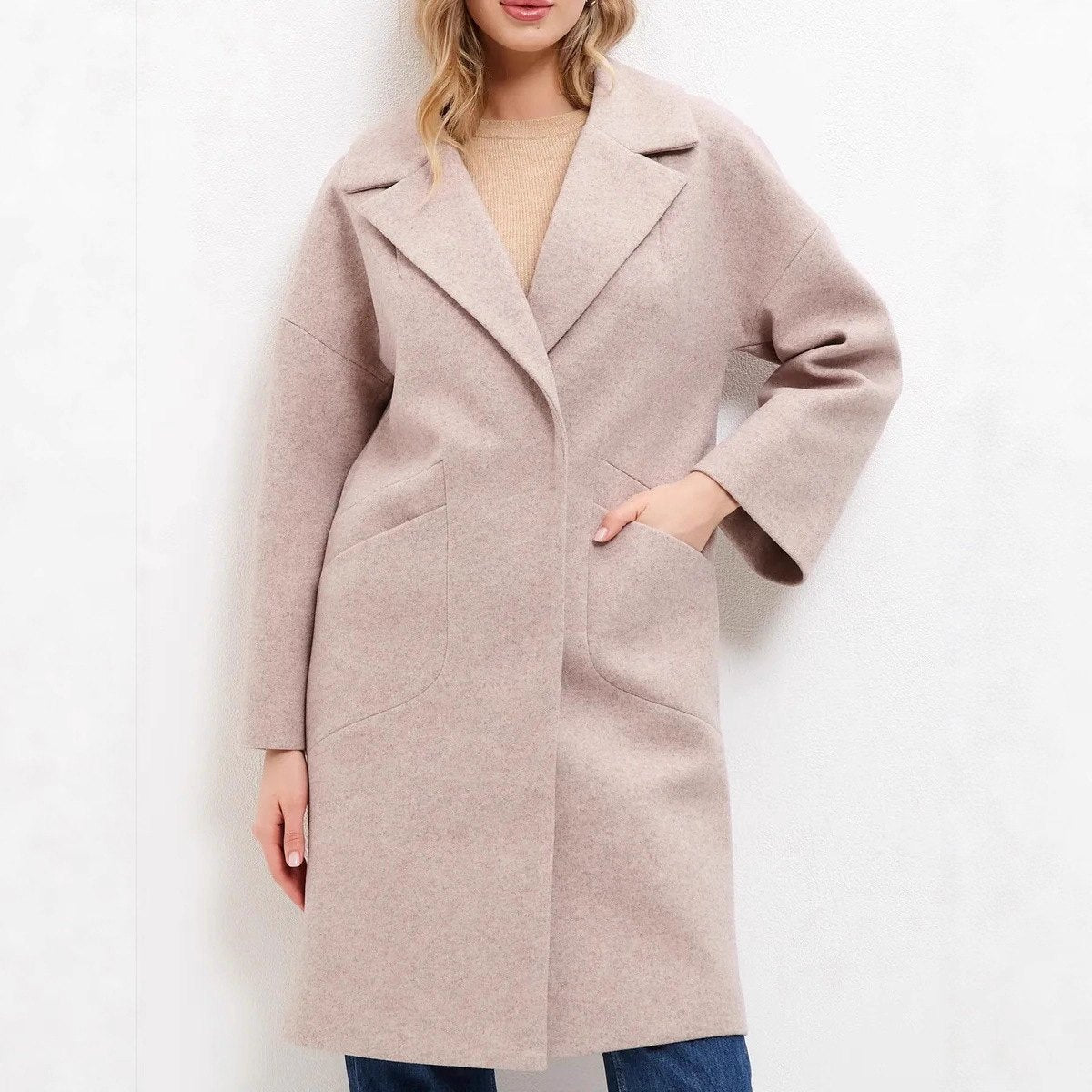 Women's Long Wool Coat Pockets