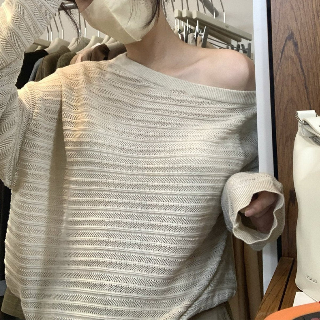 Women's Loose-fitting Versatile Off-shoulder Knit Top