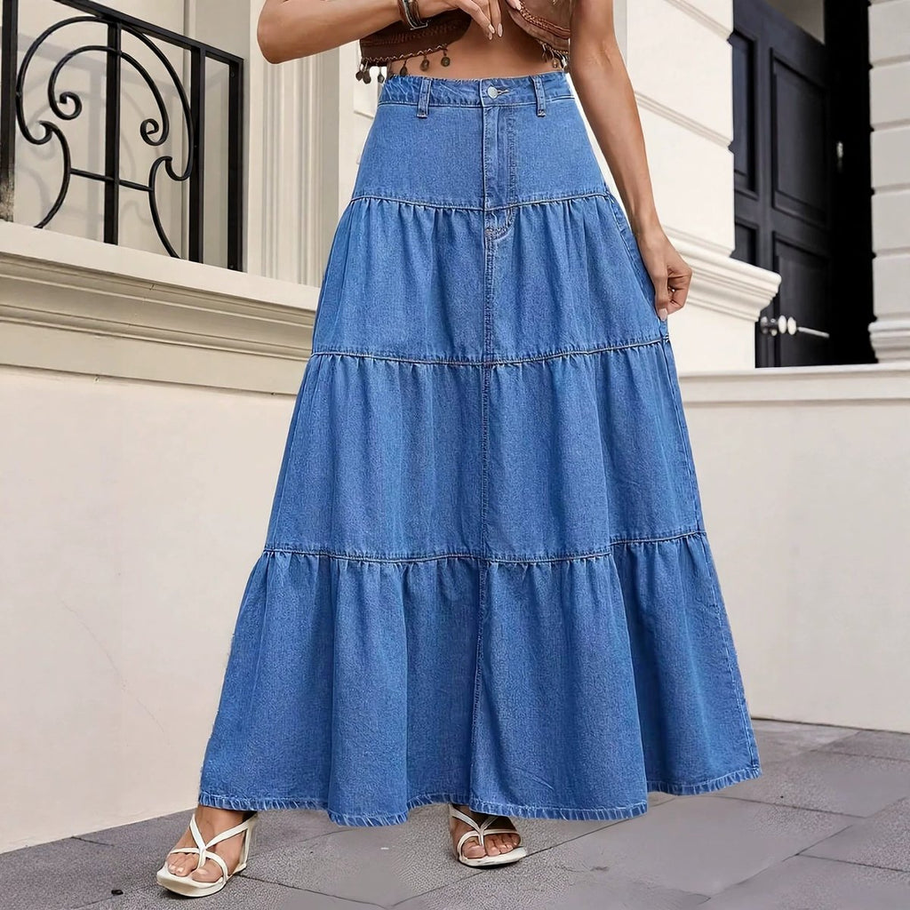 Women's Low-rise Distressed Denim Skirt