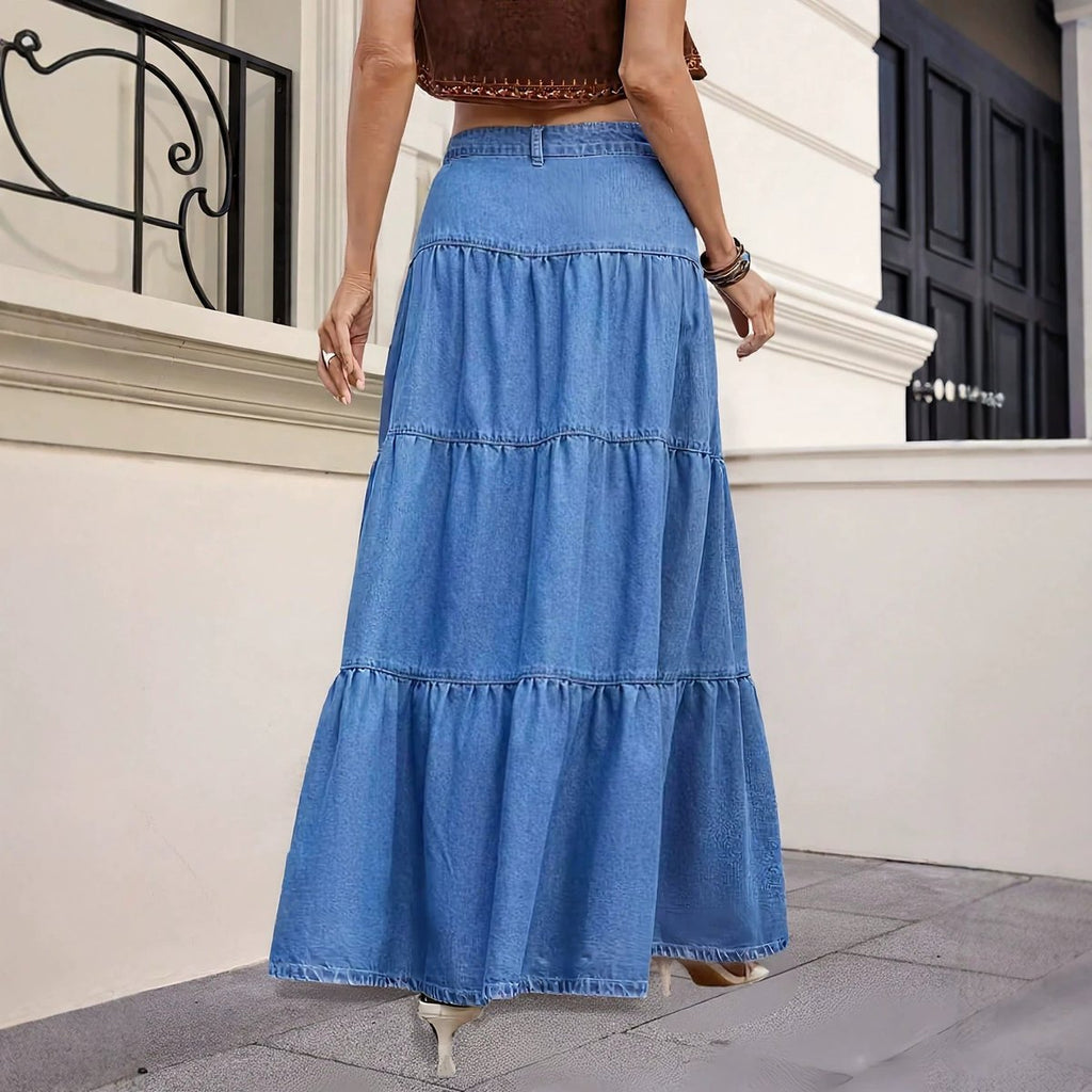 Women's Low-rise Distressed Denim Skirt