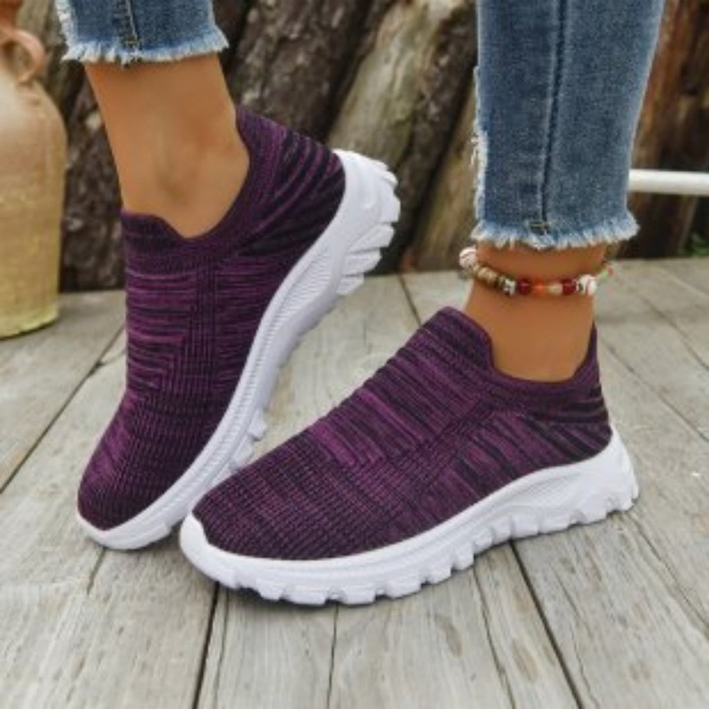 Women's Mesh Flyknit Low-top Slip-on Sneakers Thick Platform