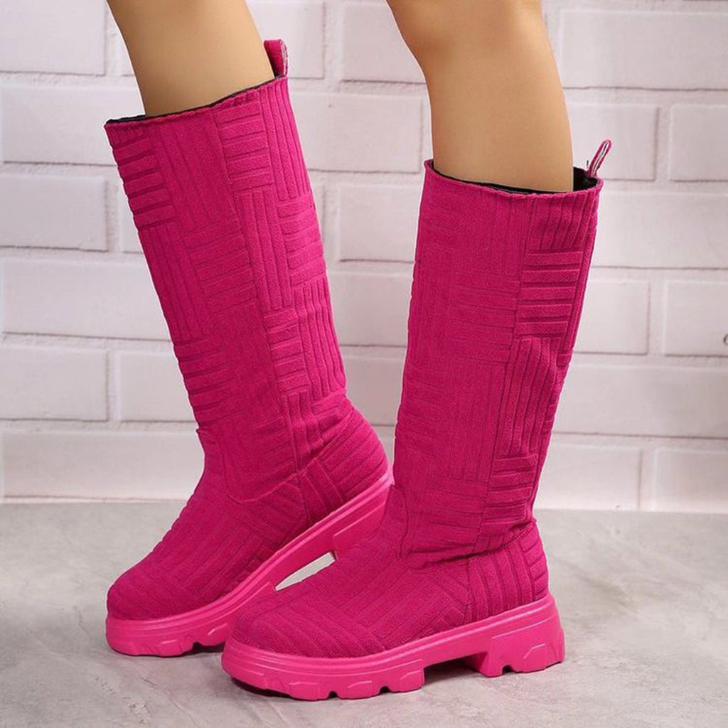 Women's Mid Calf Boots Platform Western Shoes