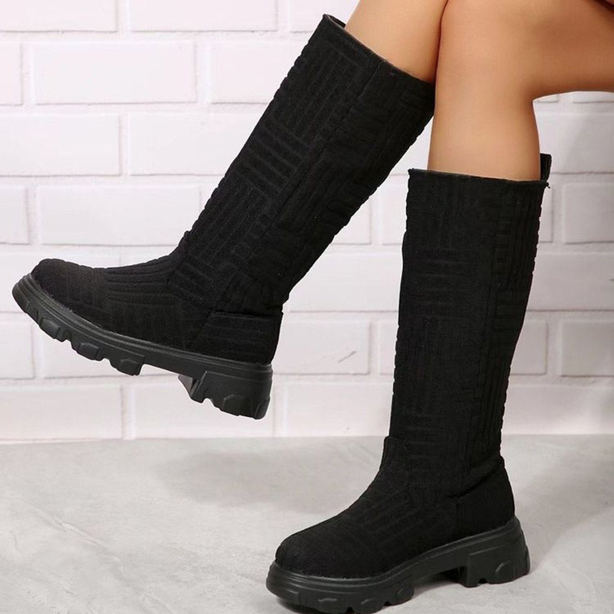 Women's Mid Calf Boots Platform Western Shoes