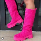 Women's Mid Calf Boots Platform Western Shoes