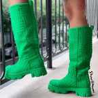 Women's Mid Calf Boots Platform Western Shoes
