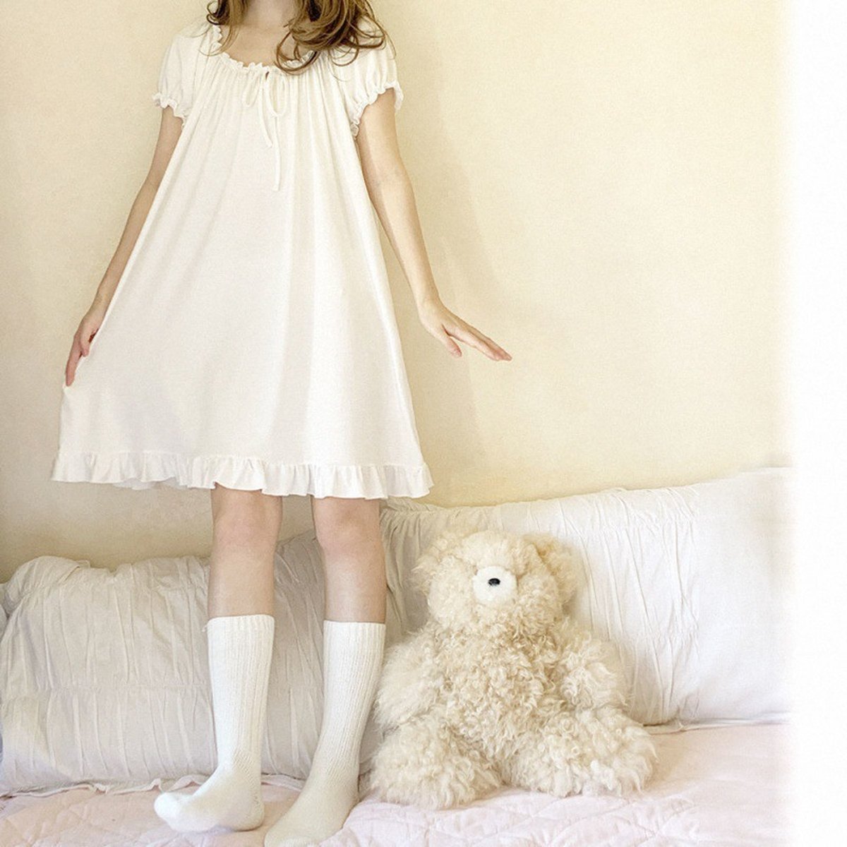 Women's Pajamas Set Short Sleeves Chest Pad