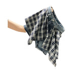 Women's Plaid Patchwork Denim Shorts