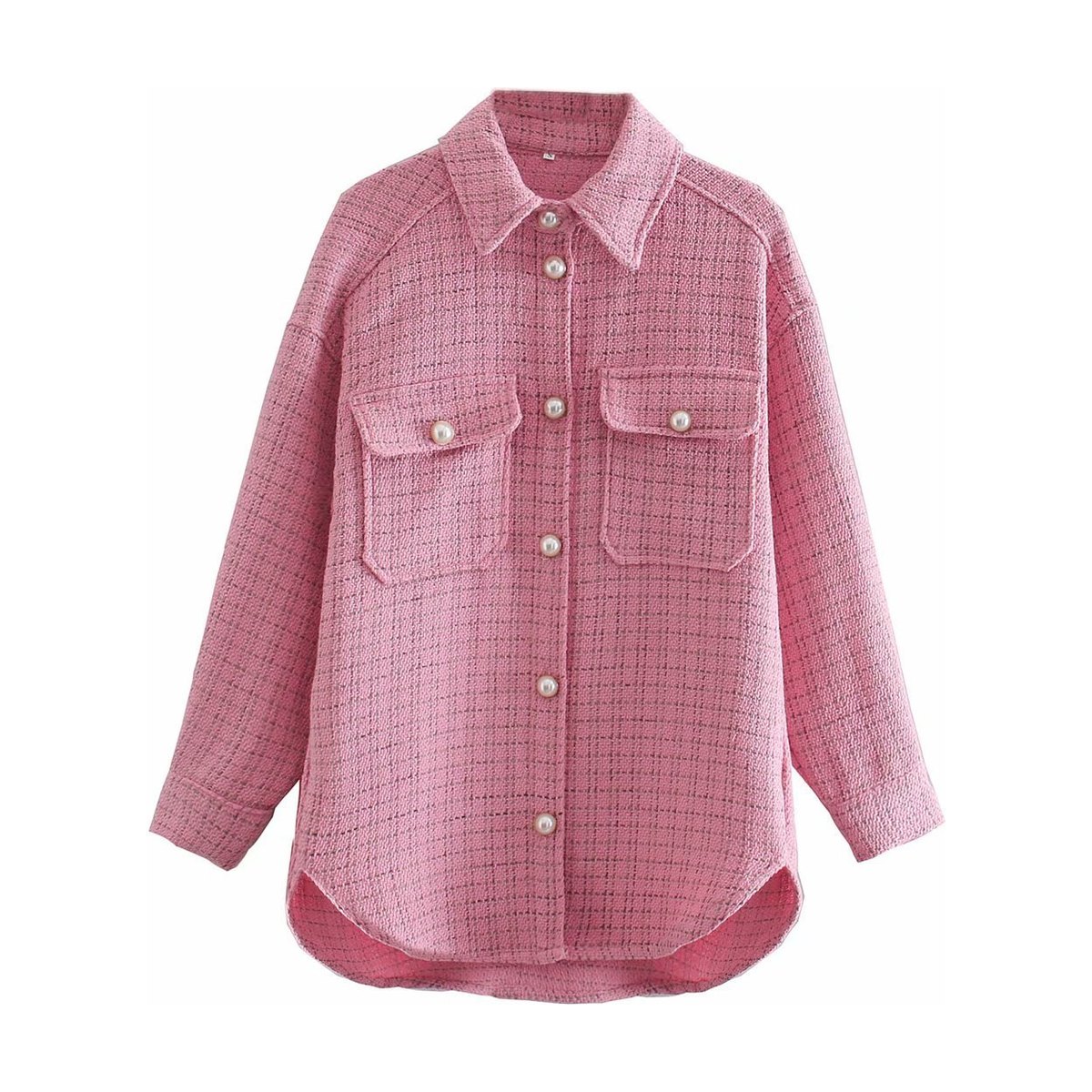 Women's Plaid Pattern Thick Coats Jacket Pearl Buttons