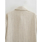 Women's Plaid Pattern Thick Coats Jacket Pearl Buttons